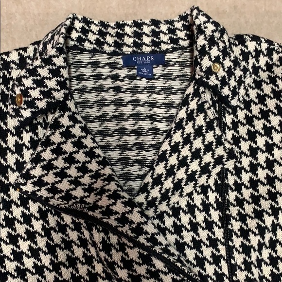 Chaps houndstooth zipup sweater - Picture 2 of 4